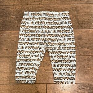 Fendi Kids Heart Pattern Logo Leggings